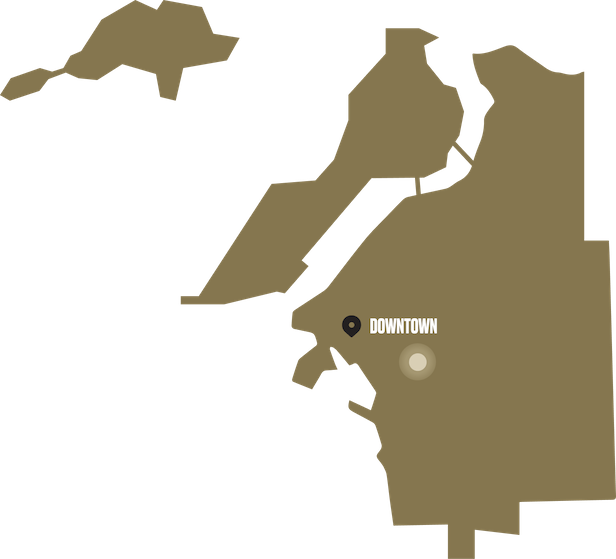 Wray avenue and downtown of Fremantle on map