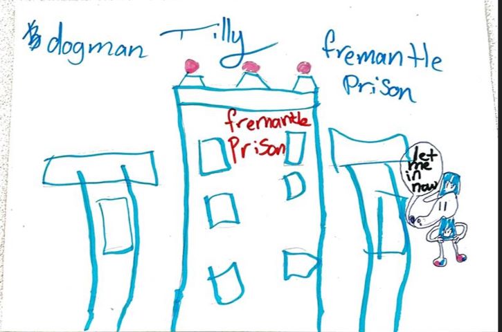 Drawing of Dogman at the Prison 