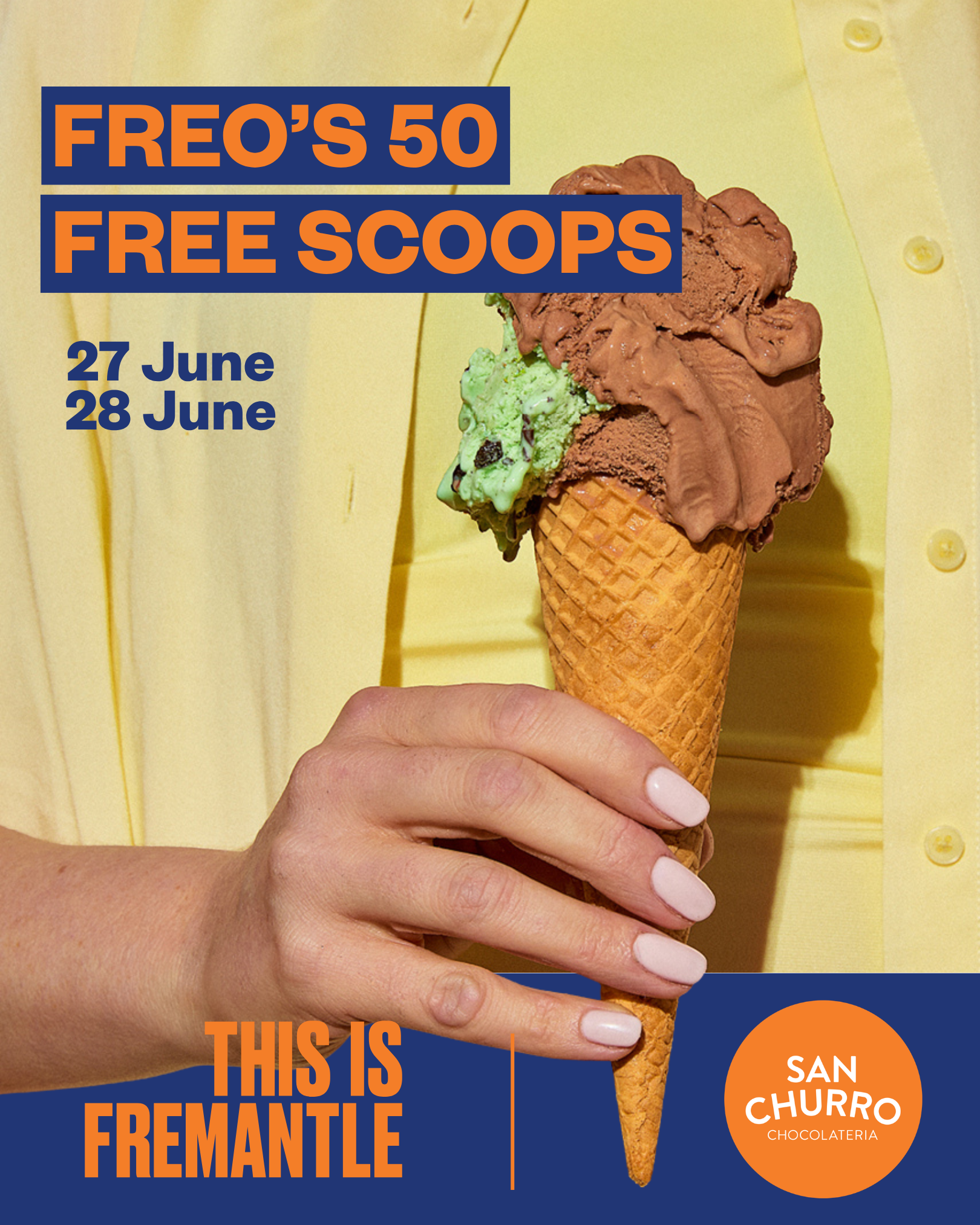 Freo's 50 FREE SCOOPS poster 