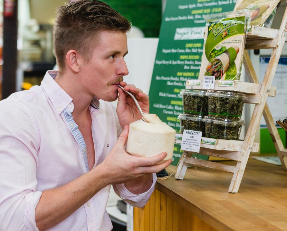 Coconut water at Fremantle Markets