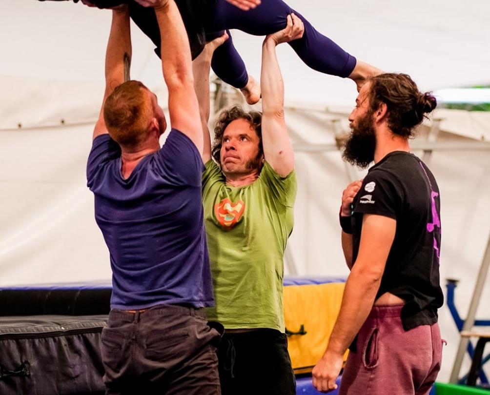 circus performers rehearsing