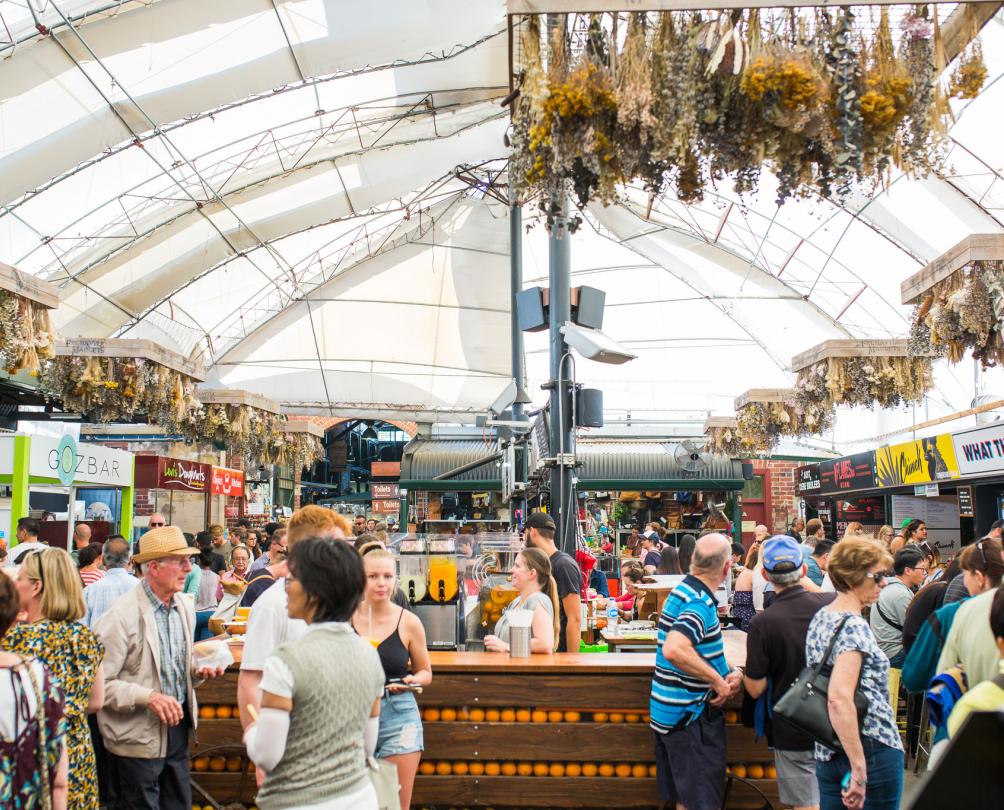 Seeing and sampling inside the renowned Fremantle Markets hall. Fremantle Markets