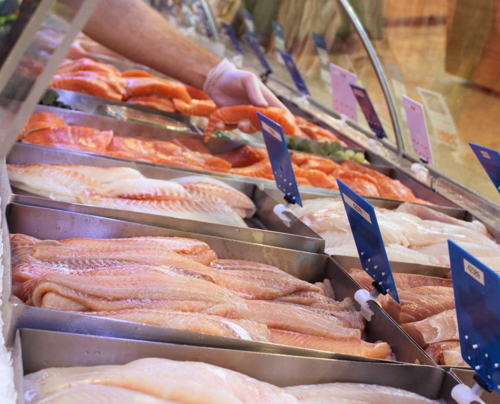 selection of seafood in display cabinet