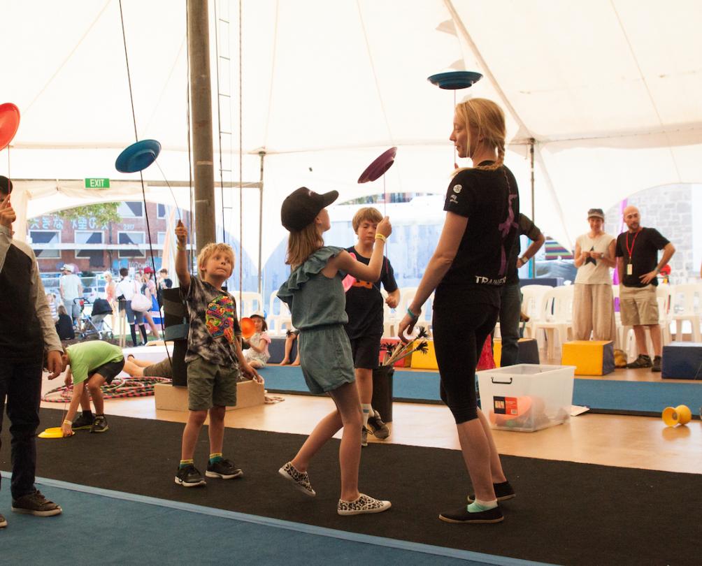 Children at CircusWA workshop