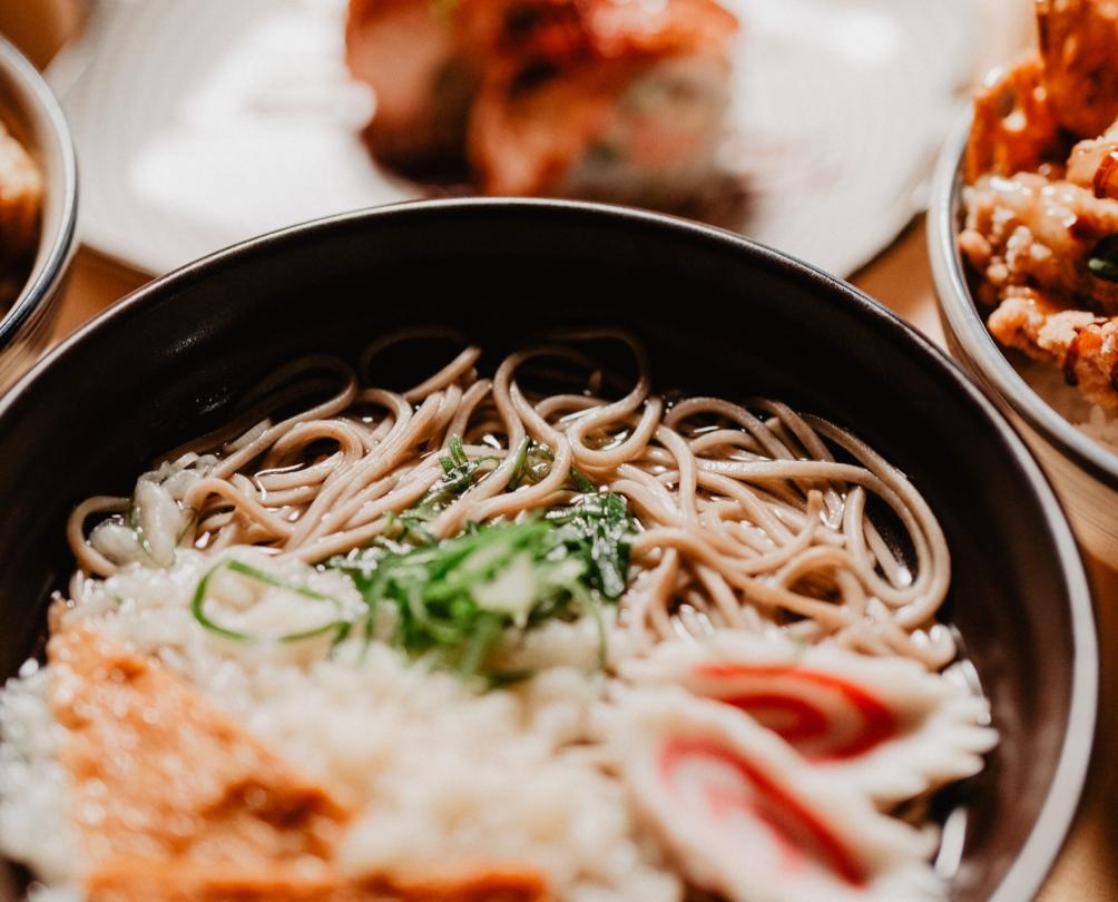 Bowl of udon noodles at Fomoto Kaiten Sushi Fremantle