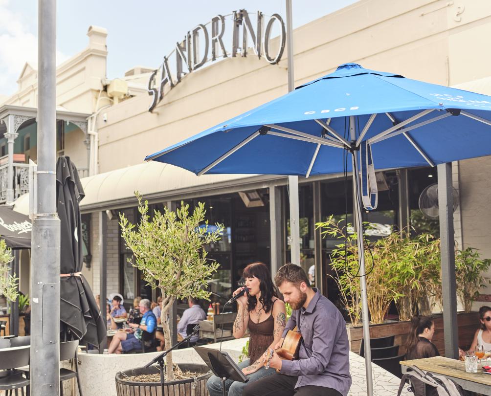Live music on the Cappuccino Strip at Sandrino.