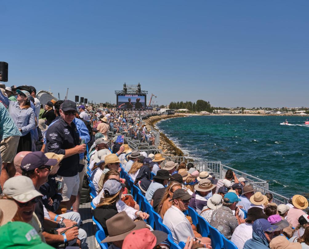 Spectators in the Grandstand, Bathers Beach for Sail GP Perth