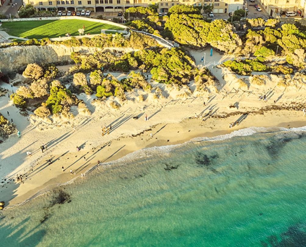 aerial shot of a beach 