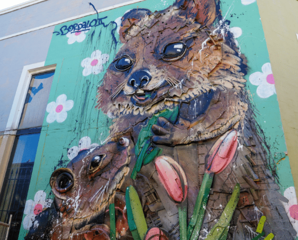 an image of a quokka and a baby made with recycled trash
