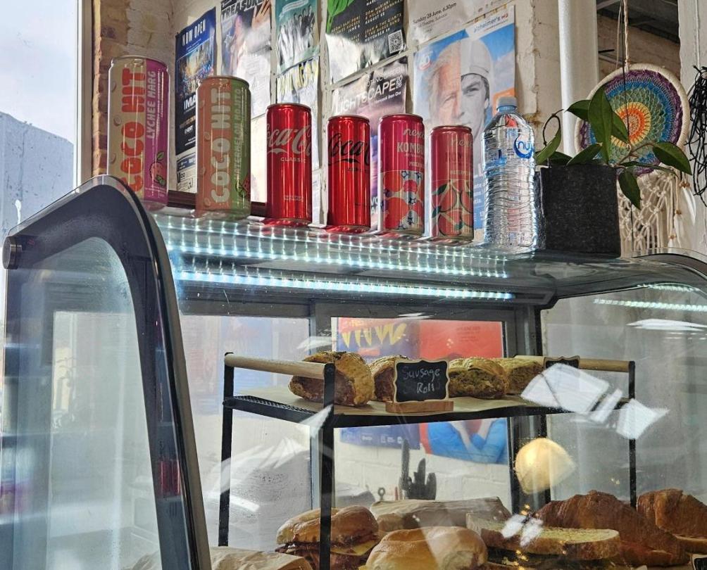 a cafe window at Little Boy Blue in Fremantle 
