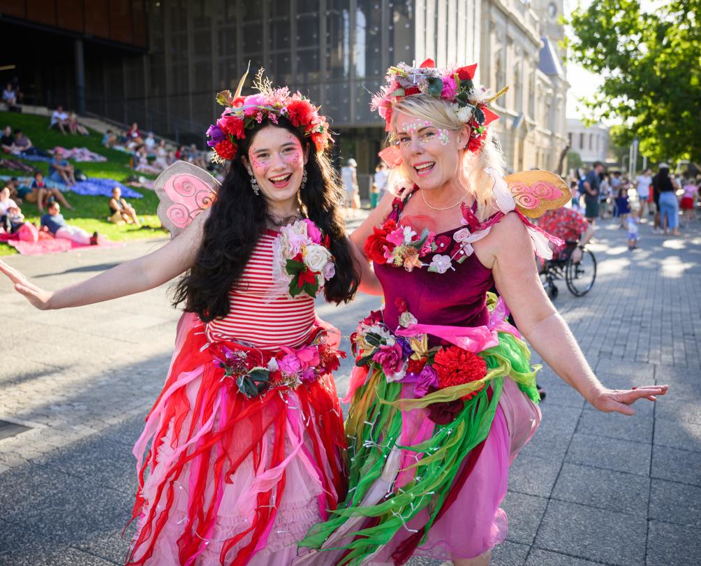 Fairy Sandie and her elf at A Very Freo Christmas in Walyalup Koort 