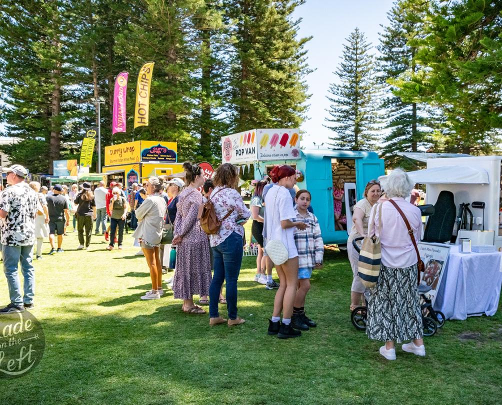 people at a market stall in Fremantle 